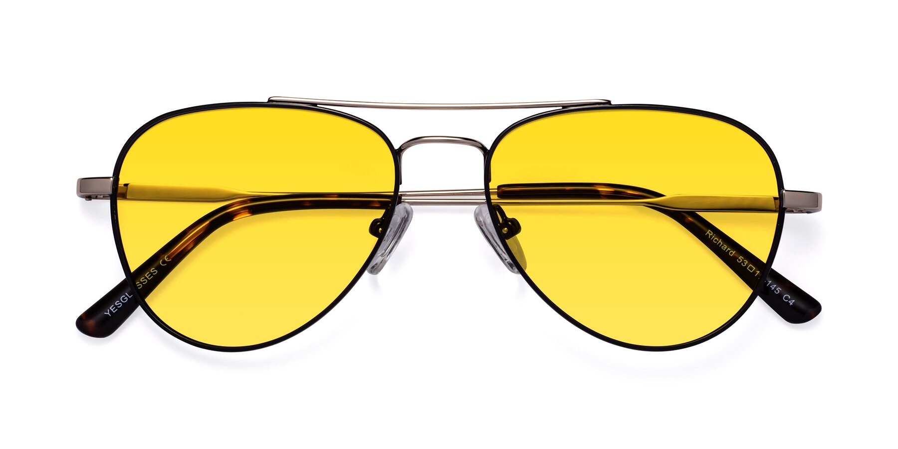 Folded Front of Richard in Black-Gold with Yellow Tinted Lenses
