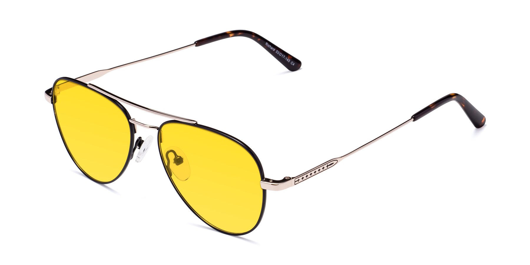 Angle of Richard in Black-Gold with Yellow Tinted Lenses