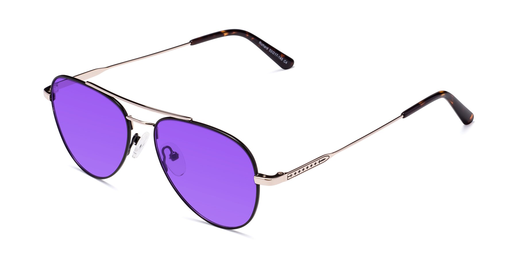 Angle of Richard in Black-Gold with Purple Tinted Lenses