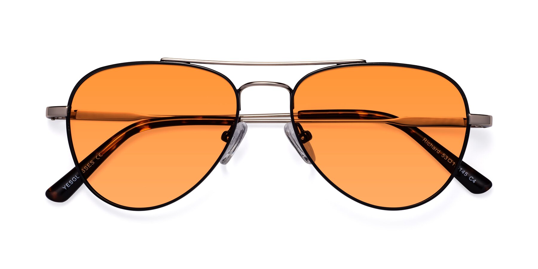 Folded Front of Richard in Black-Gold with Orange Tinted Lenses