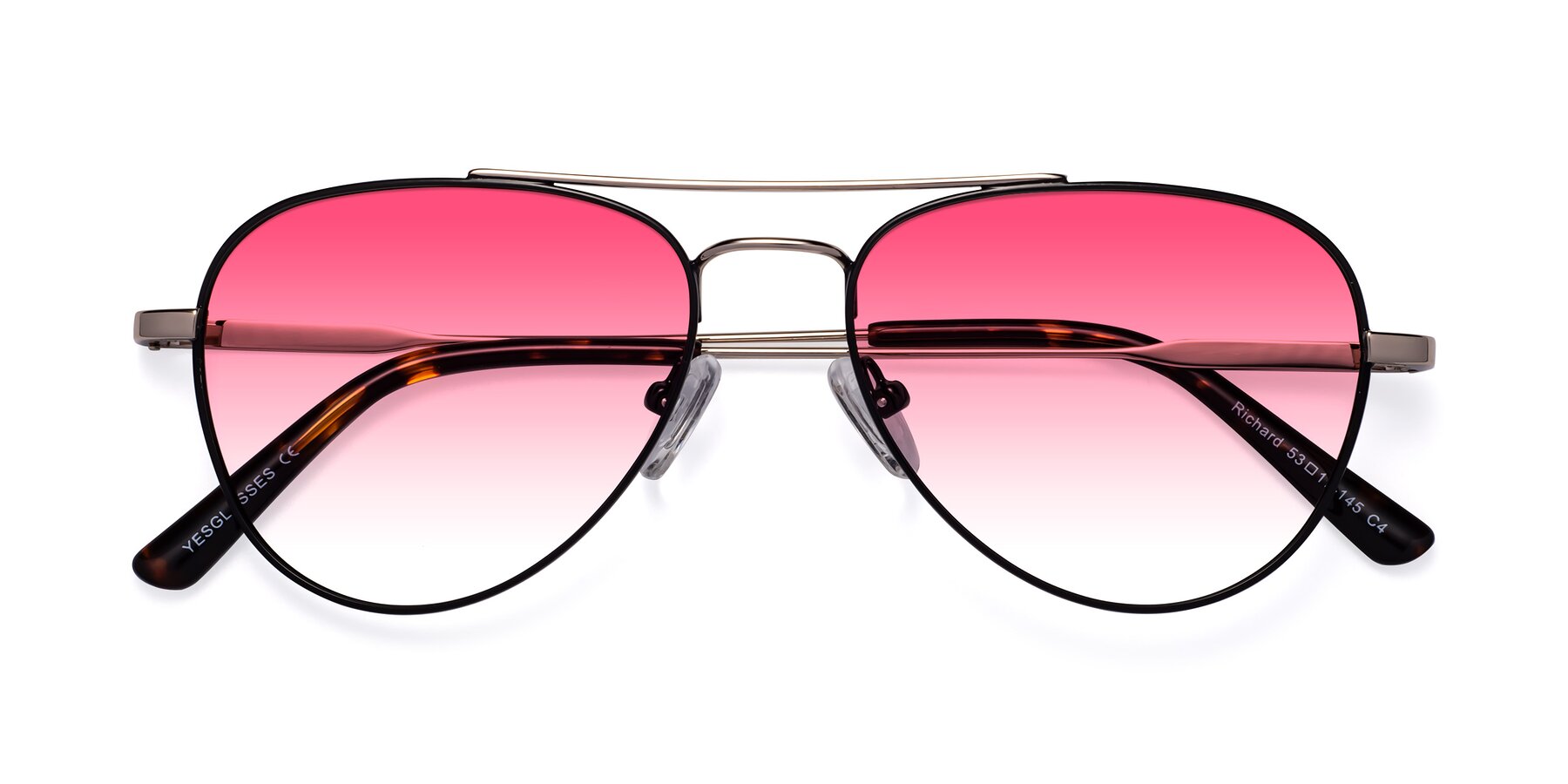 Folded Front of Richard in Black-Gold with Pink Gradient Lenses