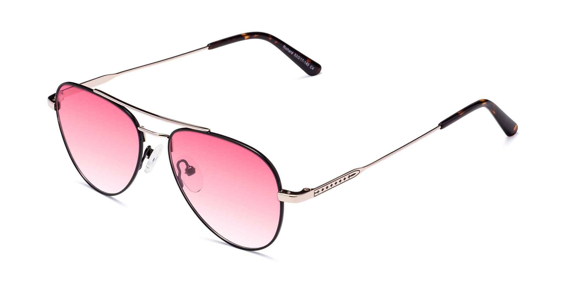 Angle of Richard in Black-Gold with Pink Gradient Lenses