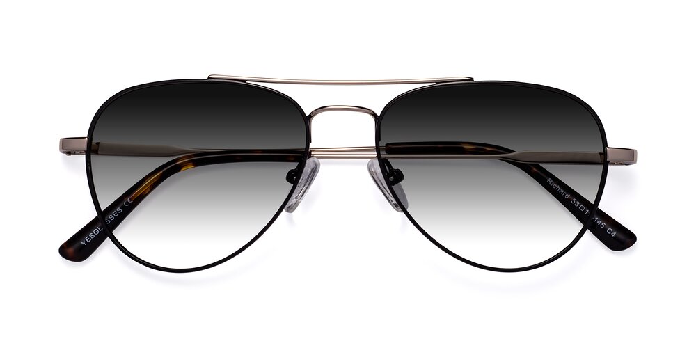 Shiny Gold Grandpa Thin Aviator Gradient Sunglasses With Champagne Sunwear Lenses Yesterday