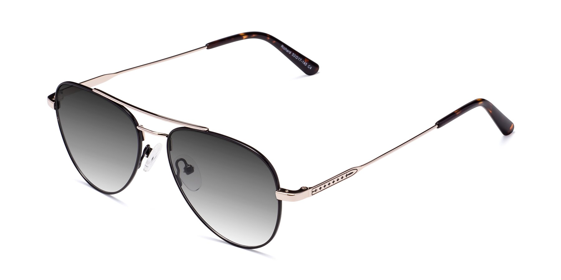 Angle of Richard in Black-Gold with Gray Gradient Lenses