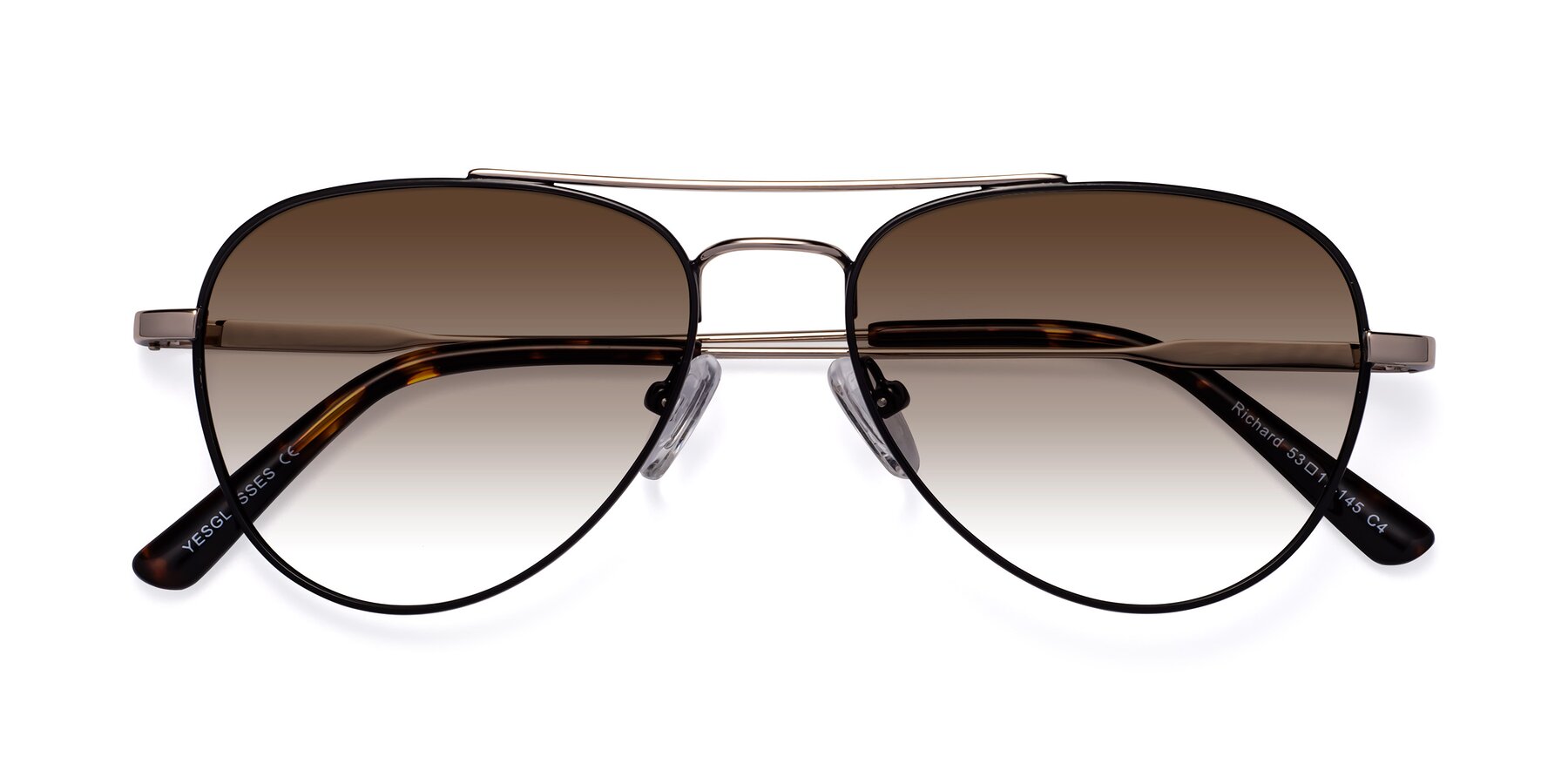Folded Front of Richard in Black-Gold with Brown Gradient Lenses