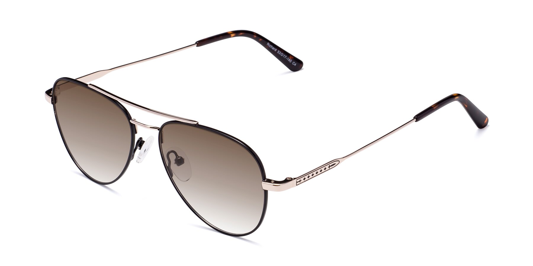 Angle of Richard in Black-Gold with Brown Gradient Lenses