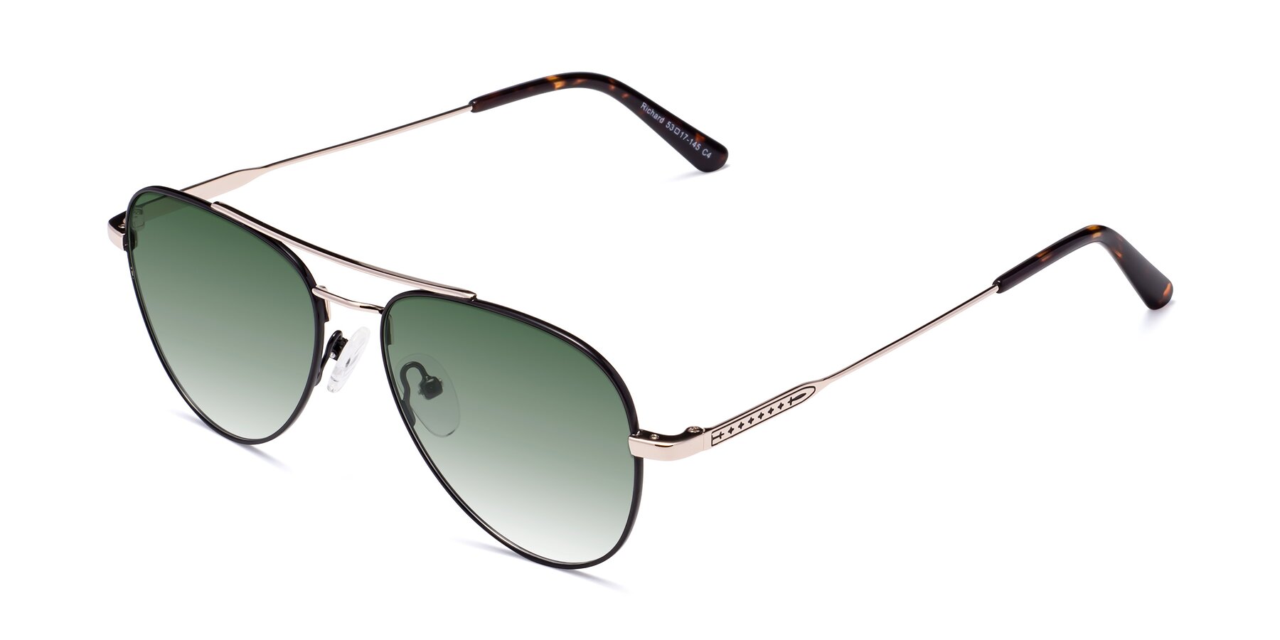 Angle of Richard in Black-Gold with Green Gradient Lenses