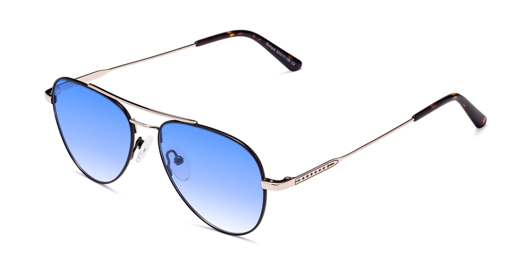 Angle of Richard in Black-Gold with Blue Gradient Lenses