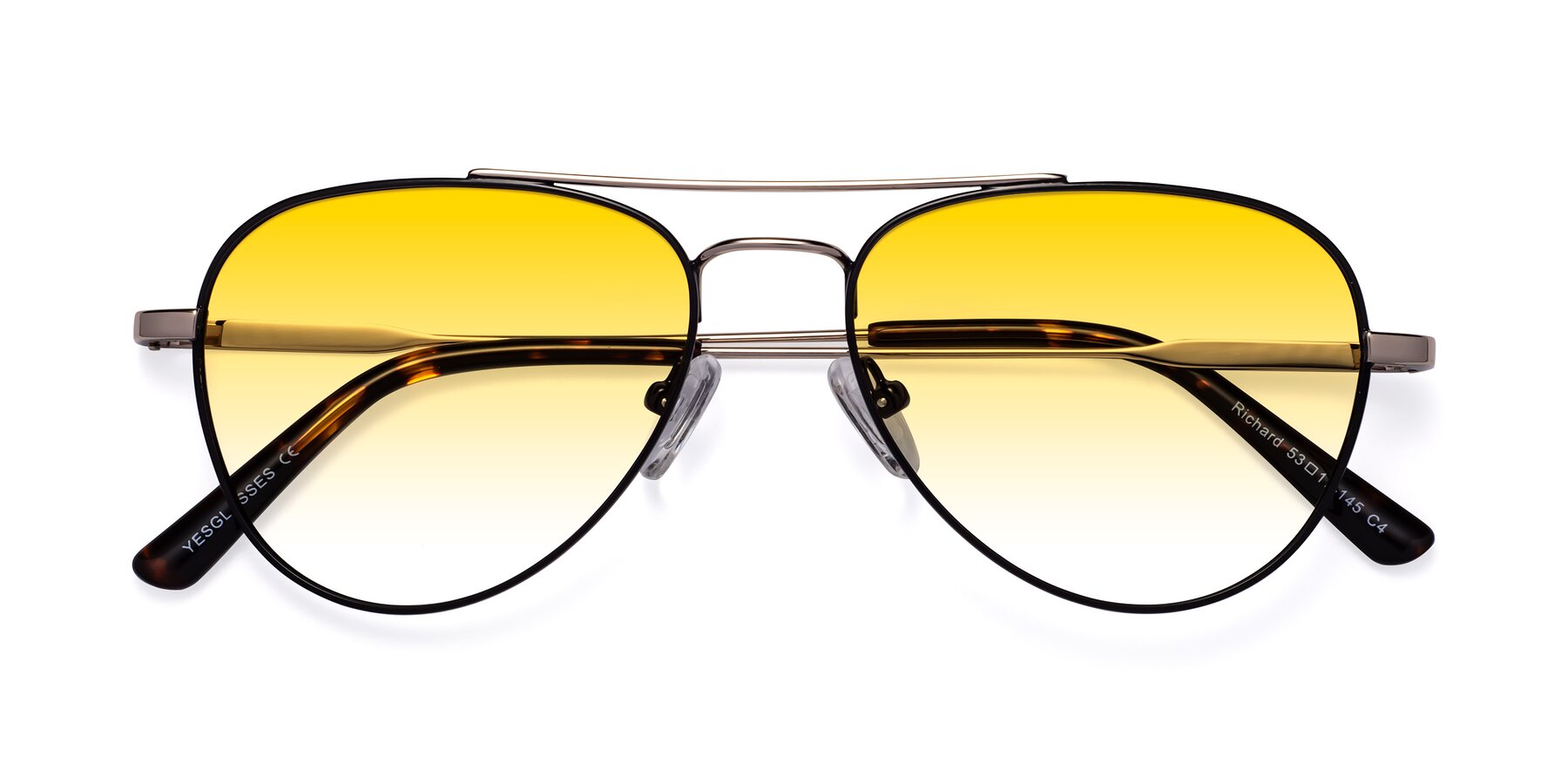 Folded Front of Richard in Black-Gold with Yellow Gradient Lenses