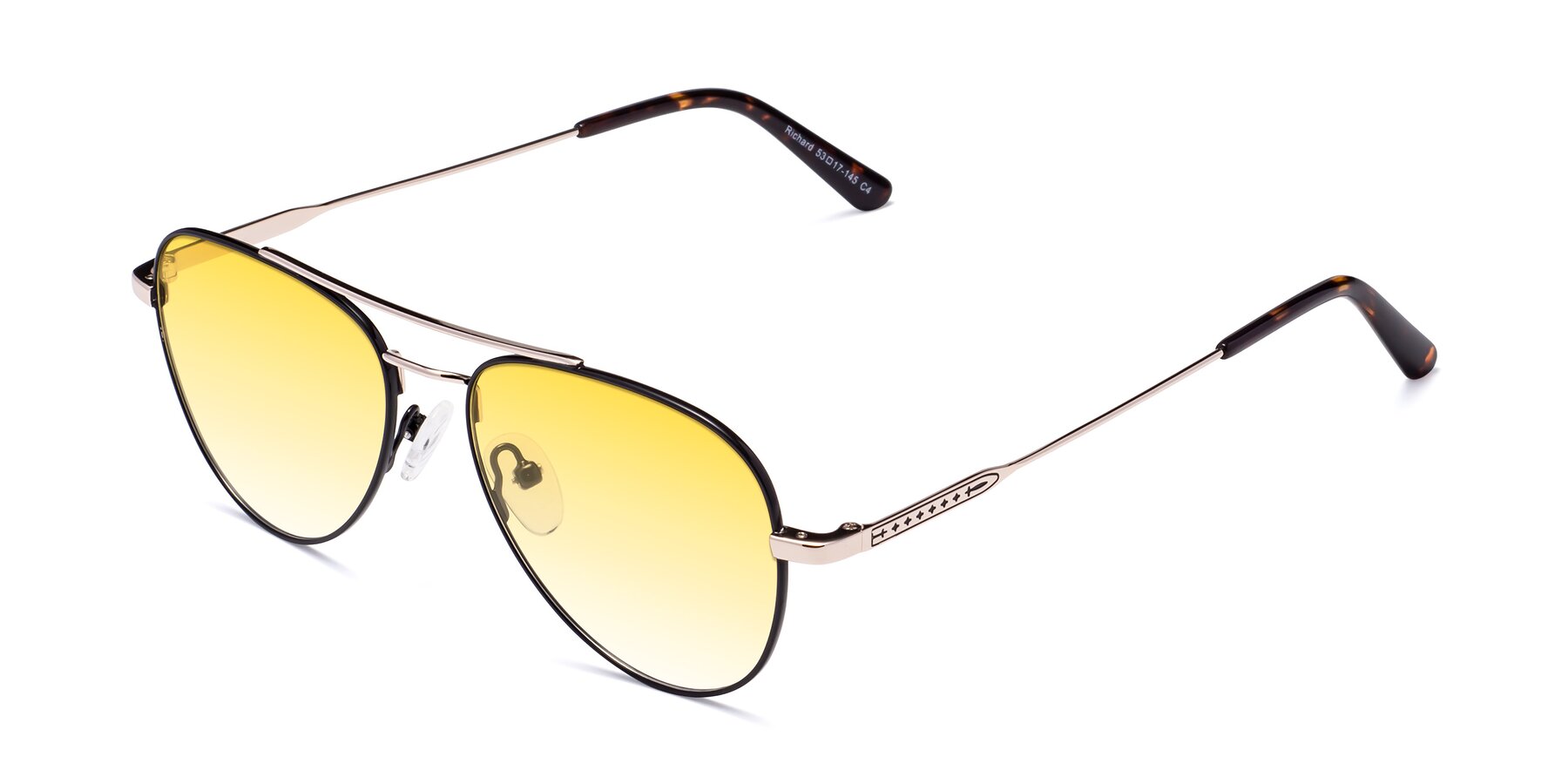 Angle of Richard in Black-Gold with Yellow Gradient Lenses