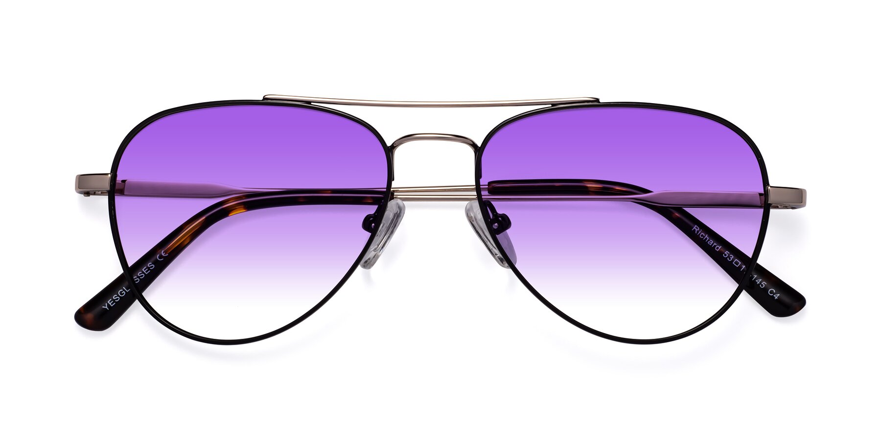 Folded Front of Richard in Black-Gold with Purple Gradient Lenses