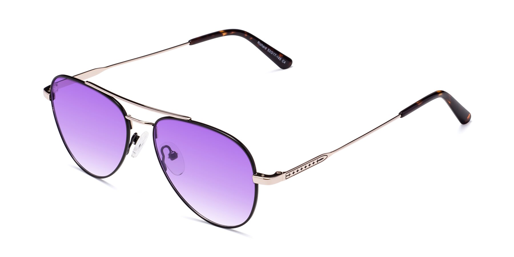 Angle of Richard in Black-Gold with Purple Gradient Lenses