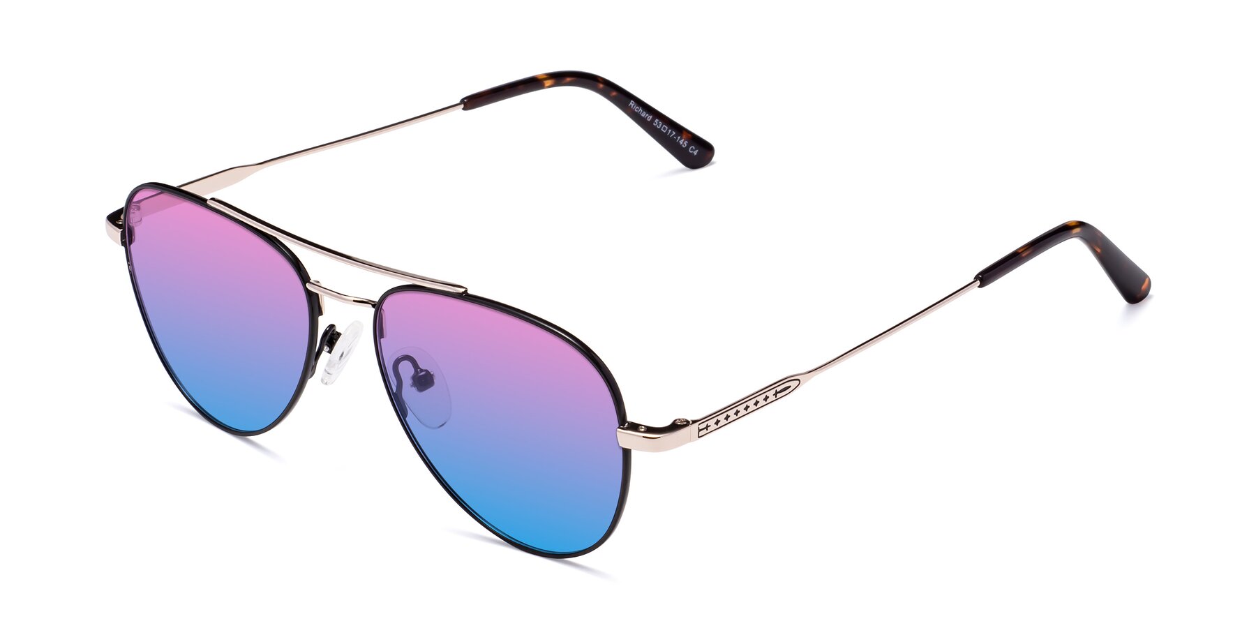 Angle of Richard in Black-Gold with Pink / Blue Gradient Lenses