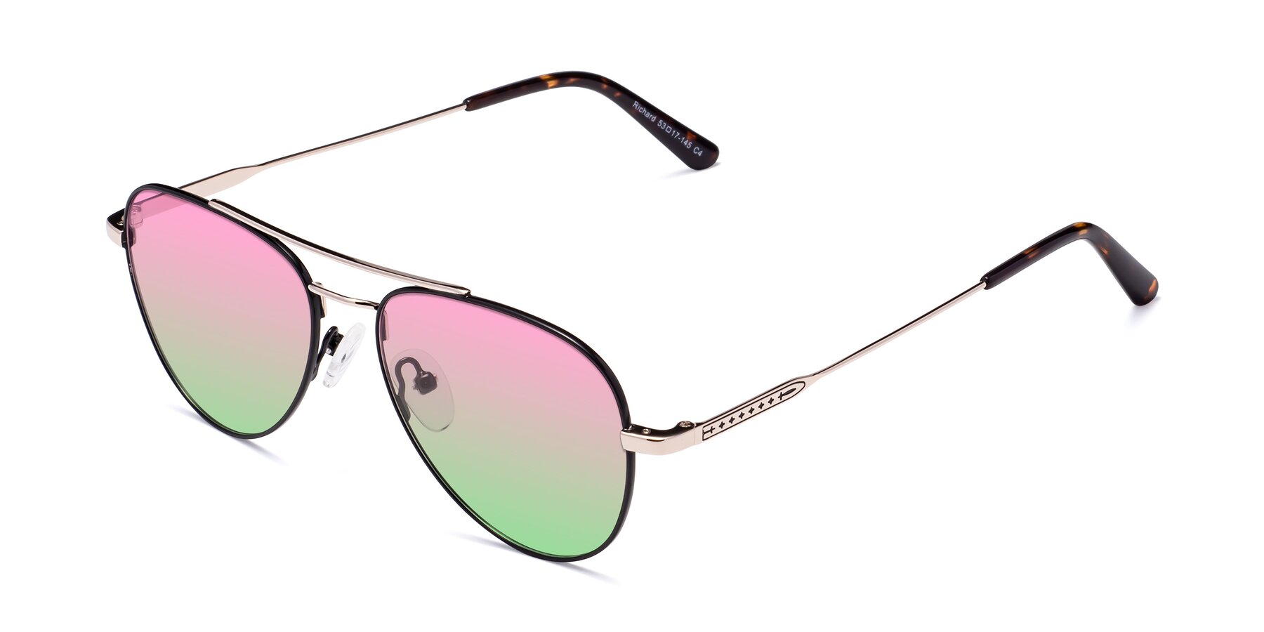 Angle of Richard in Black-Gold with Pink / Green Gradient Lenses