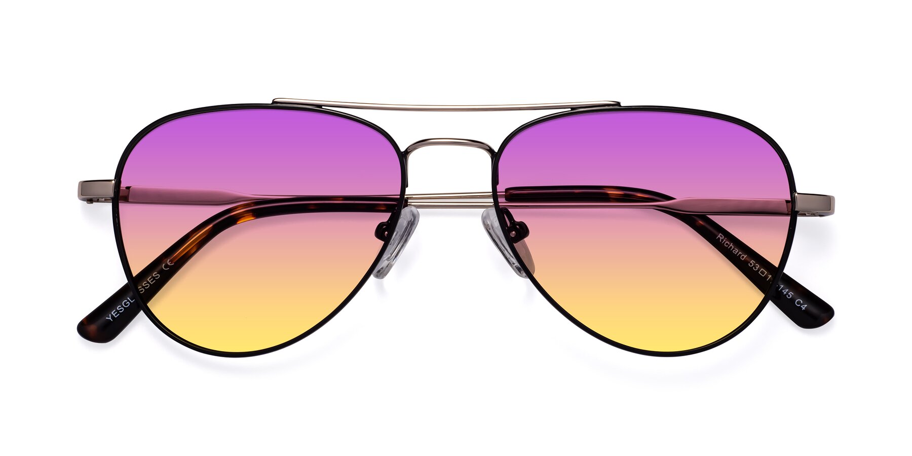 Folded Front of Richard in Black-Gold with Purple / Yellow Gradient Lenses