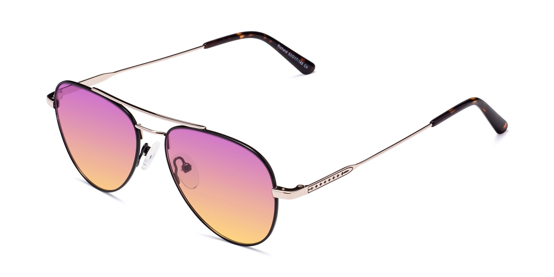 Angle of Richard in Black-Gold with Purple / Yellow Gradient Lenses