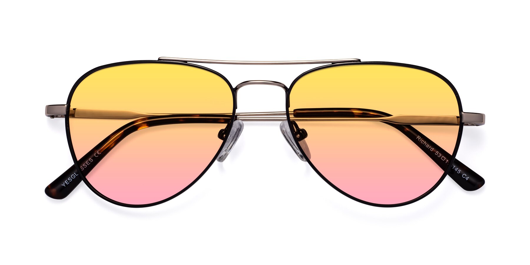 Folded Front of Richard in Black-Gold with Yellow / Pink Gradient Lenses