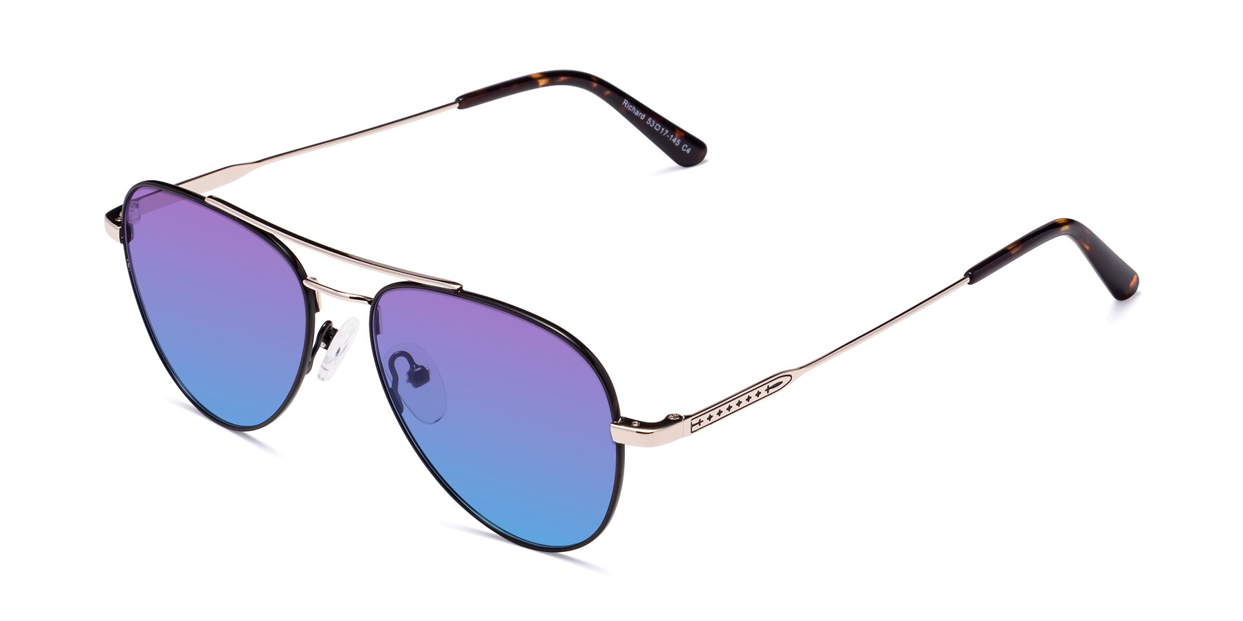 Angle of Richard in Black-Gold with Purple / Blue Gradient Lenses