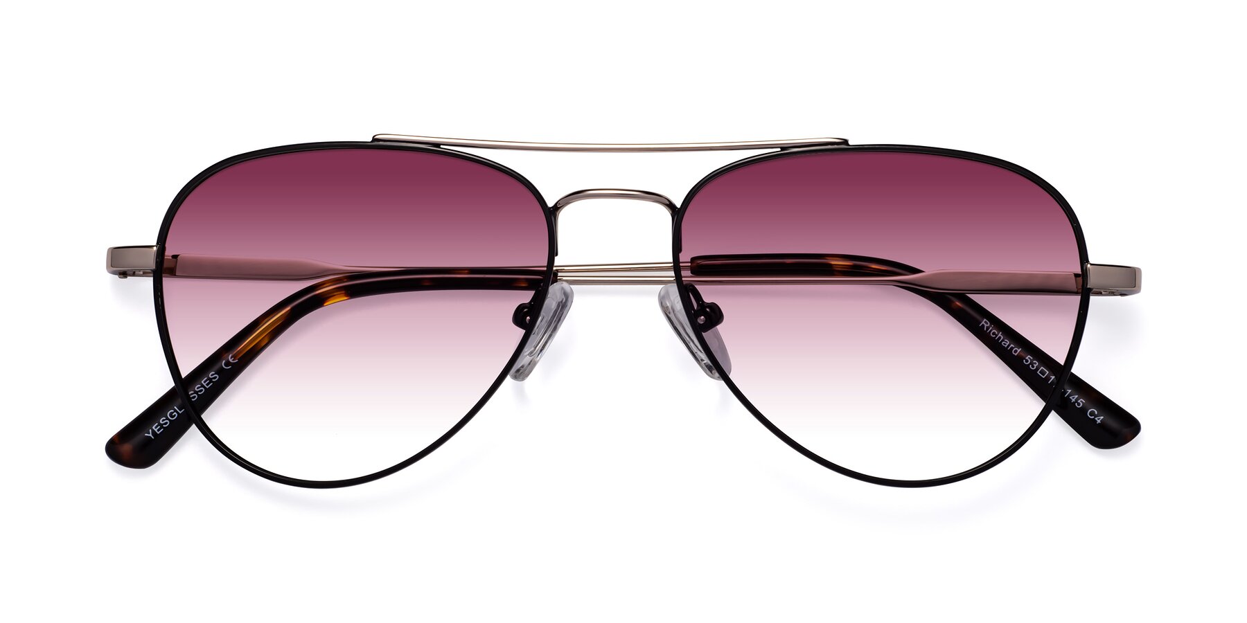 Folded Front of Richard in Black-Gold with Wine Gradient Lenses