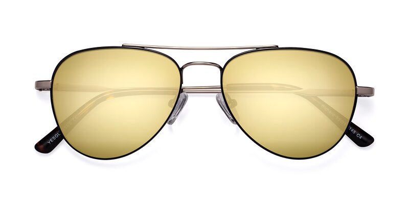 Richard - Black / Gold Flash Mirrored Sunglasses