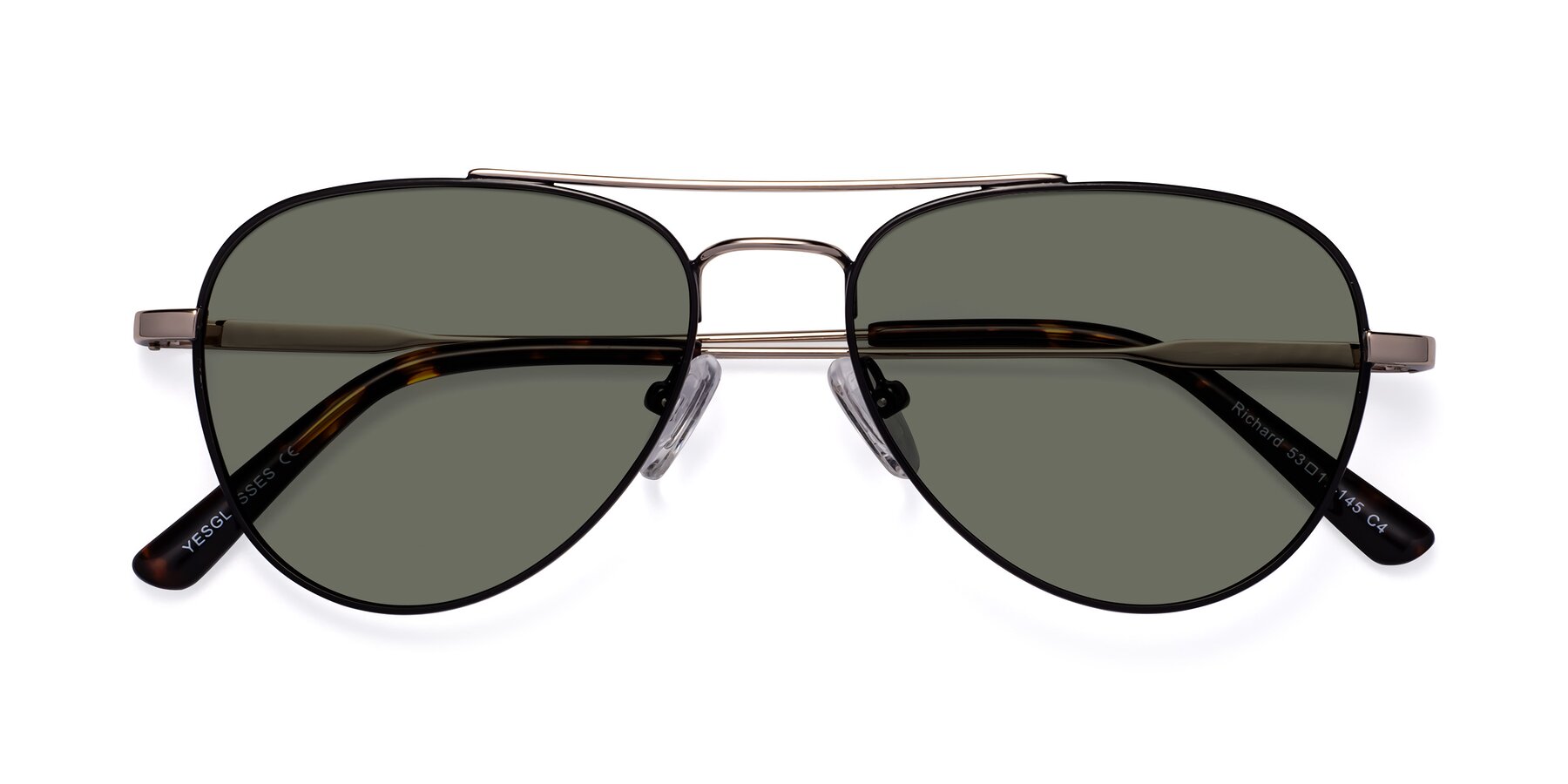 Folded Front of Richard in Black-Gold with Gray Polarized Lenses