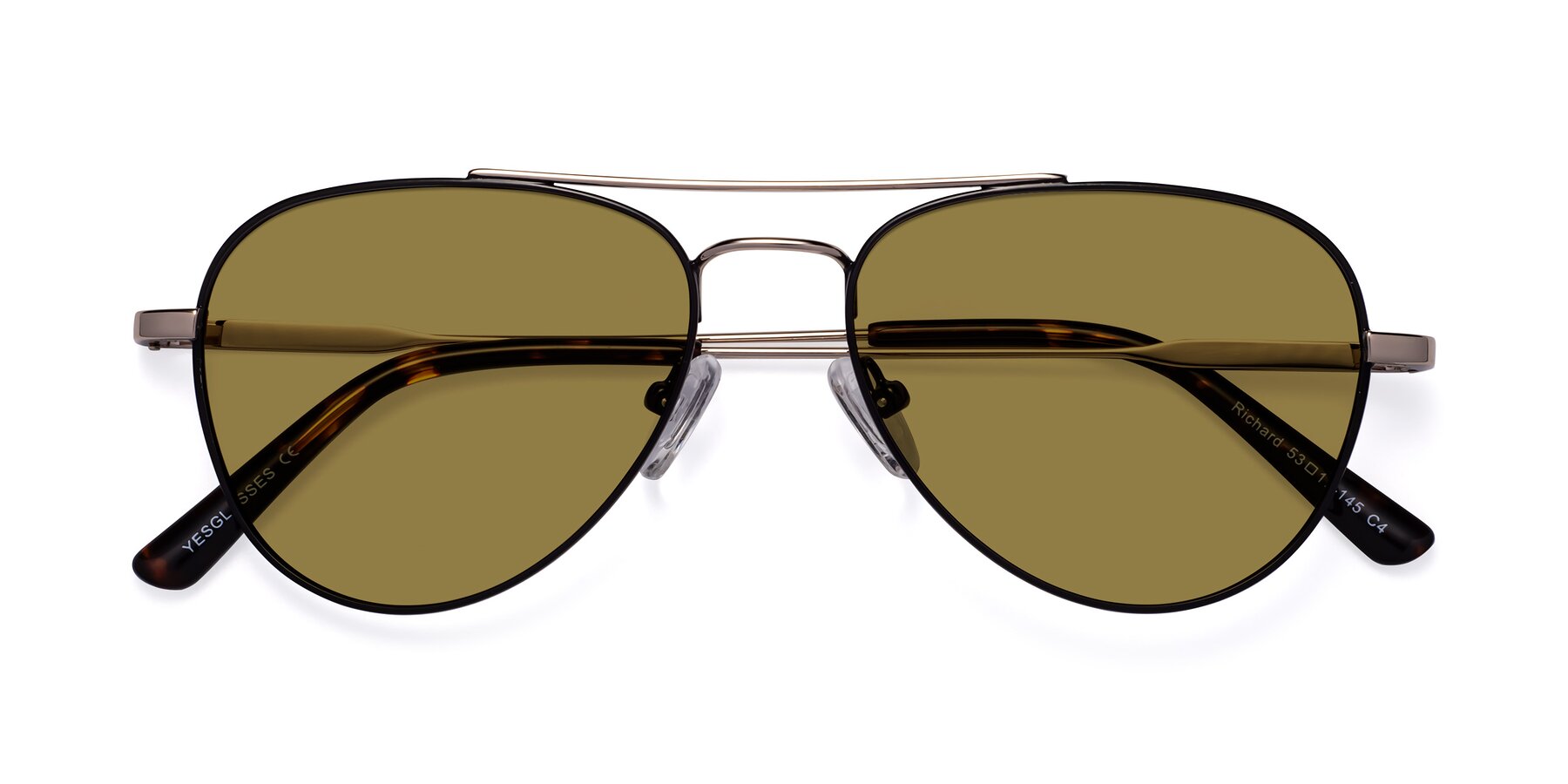 Folded Front of Richard in Black-Gold with Brown Polarized Lenses
