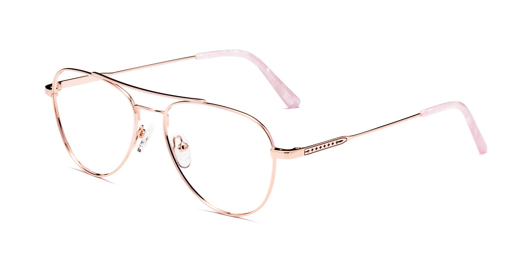 Angle of Richard in Rose Gold with Clear Reading Eyeglass Lenses