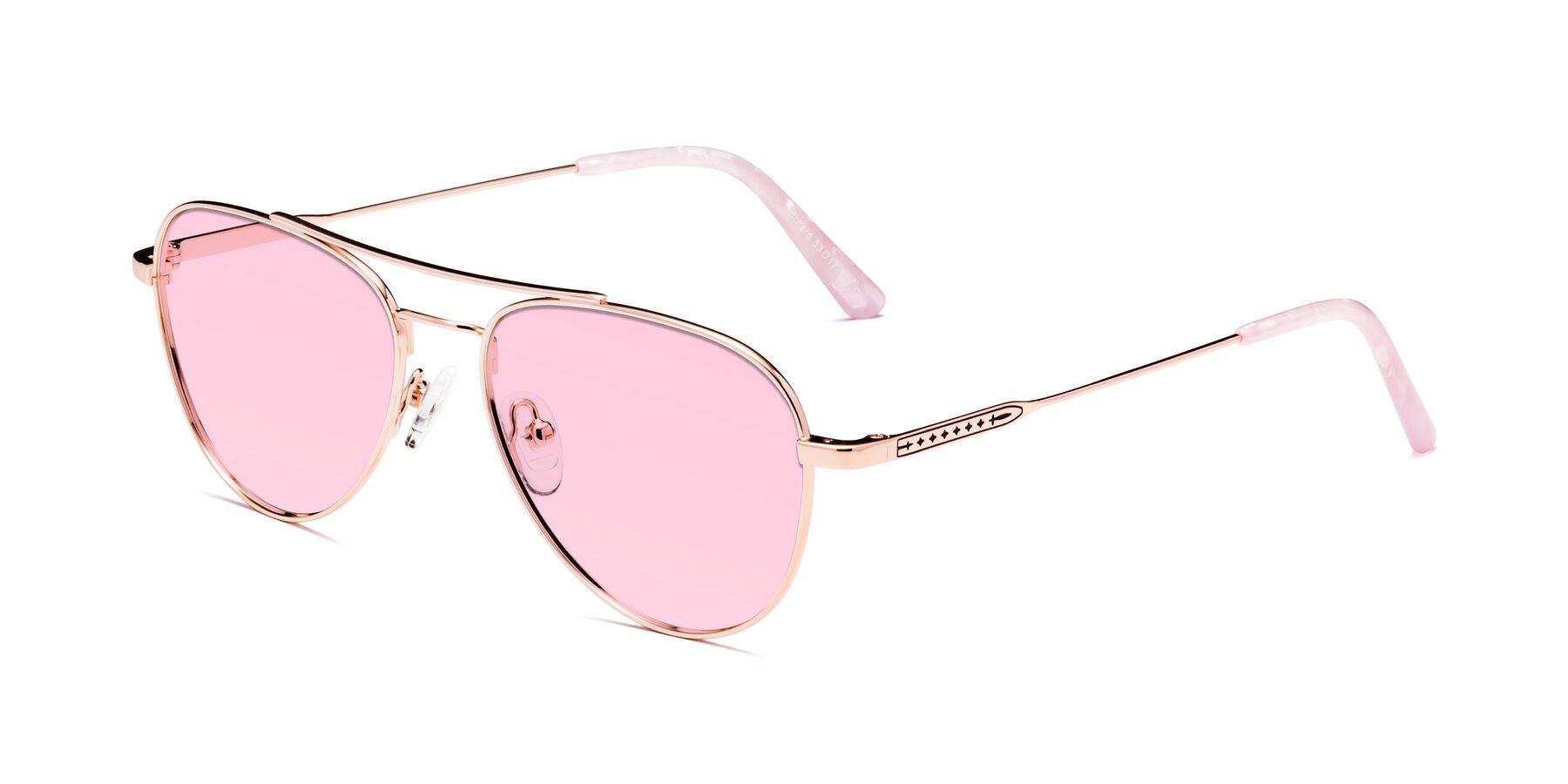 Angle of Richard in Rose Gold with Light Pink Tinted Lenses