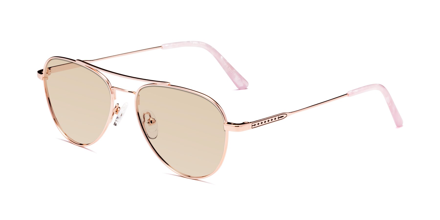 Angle of Richard in Rose Gold with Light Brown Tinted Lenses