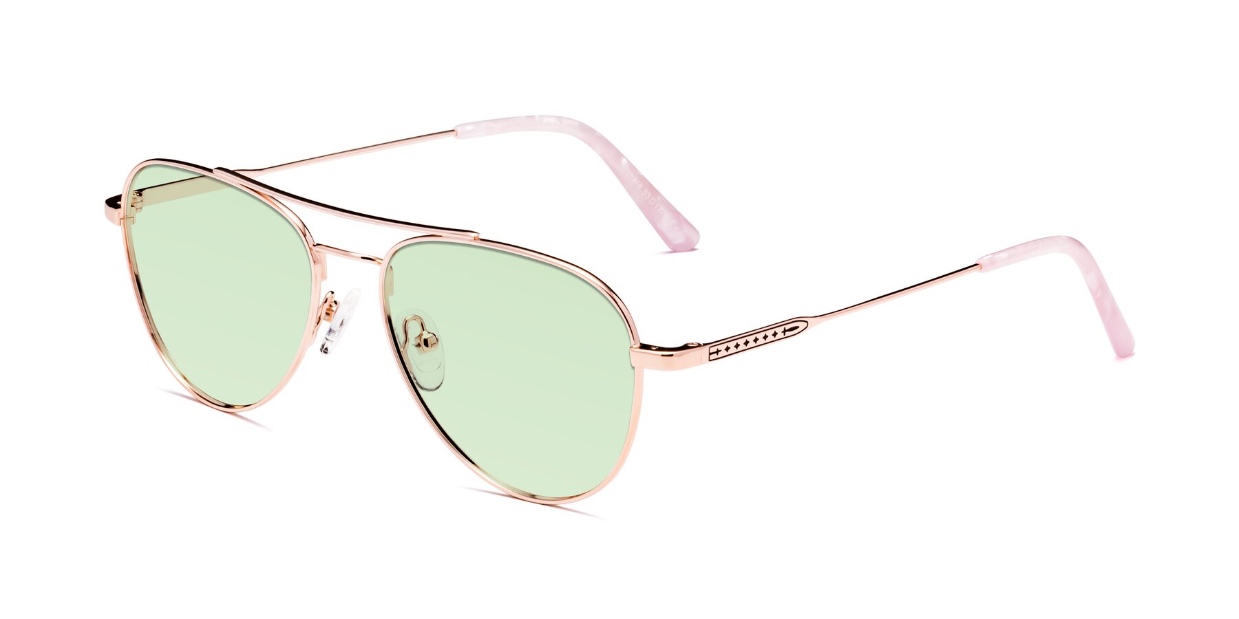 Angle of Richard in Rose Gold with Light Green Tinted Lenses