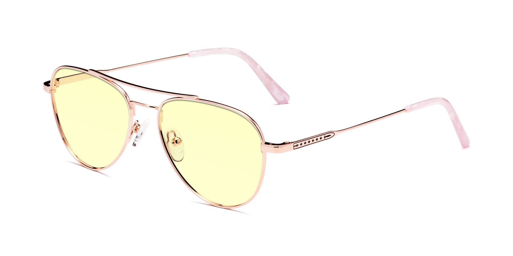 Angle of Richard in Rose Gold with Light Yellow Tinted Lenses