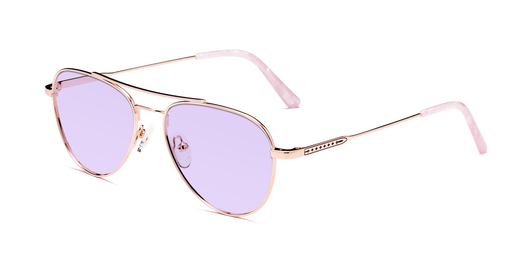 Angle of Richard in Rose Gold with Light Purple Tinted Lenses