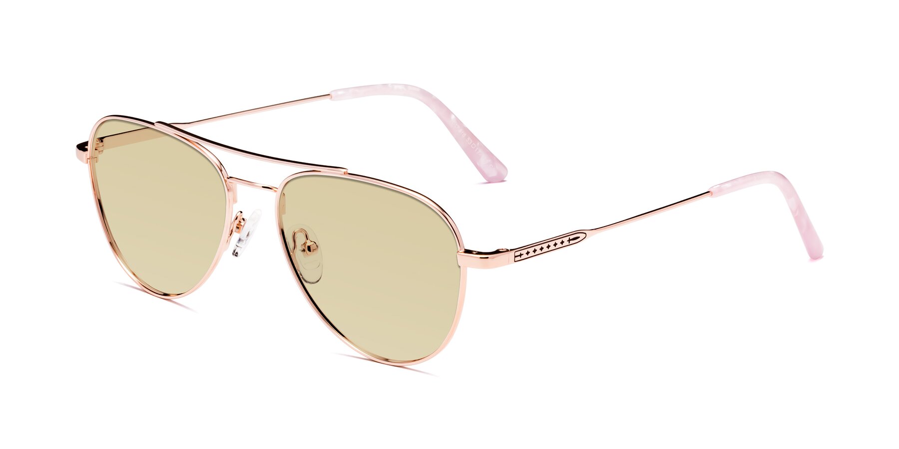 Angle of Richard in Rose Gold with Light Champagne Tinted Lenses