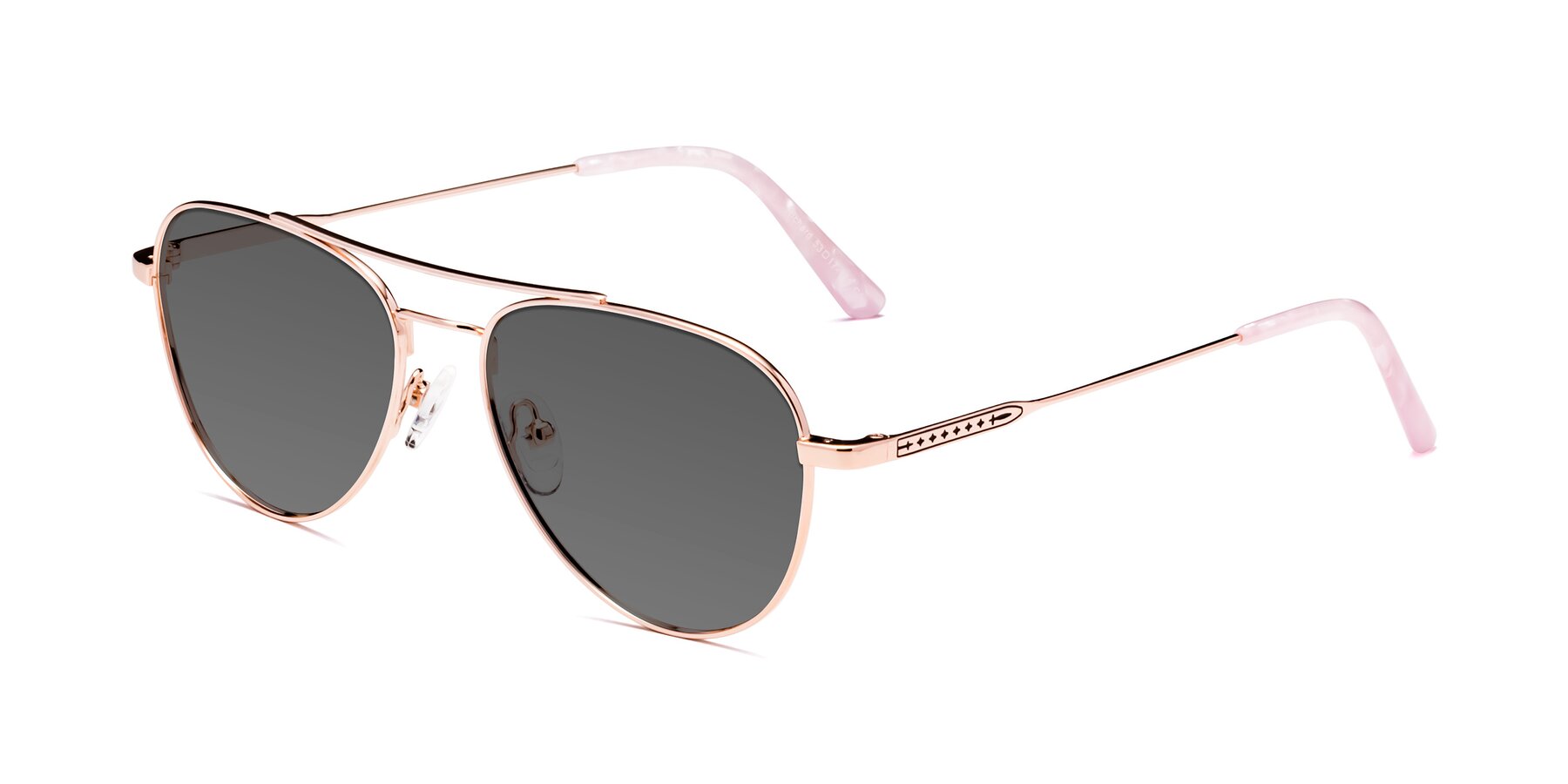 Angle of Richard in Rose Gold with Medium Gray Tinted Lenses