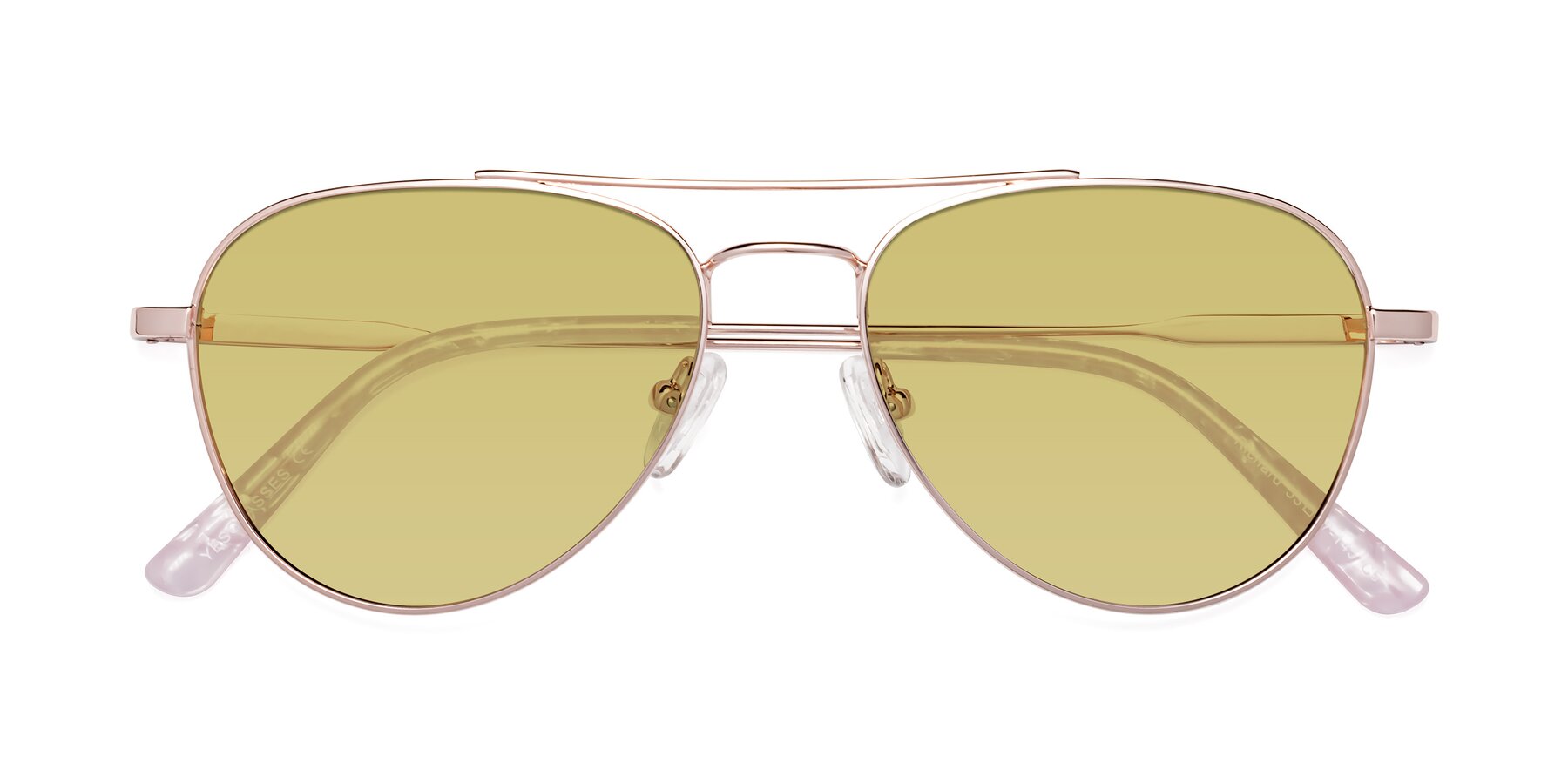 Folded Front of Richard in Rose Gold with Medium Champagne Tinted Lenses