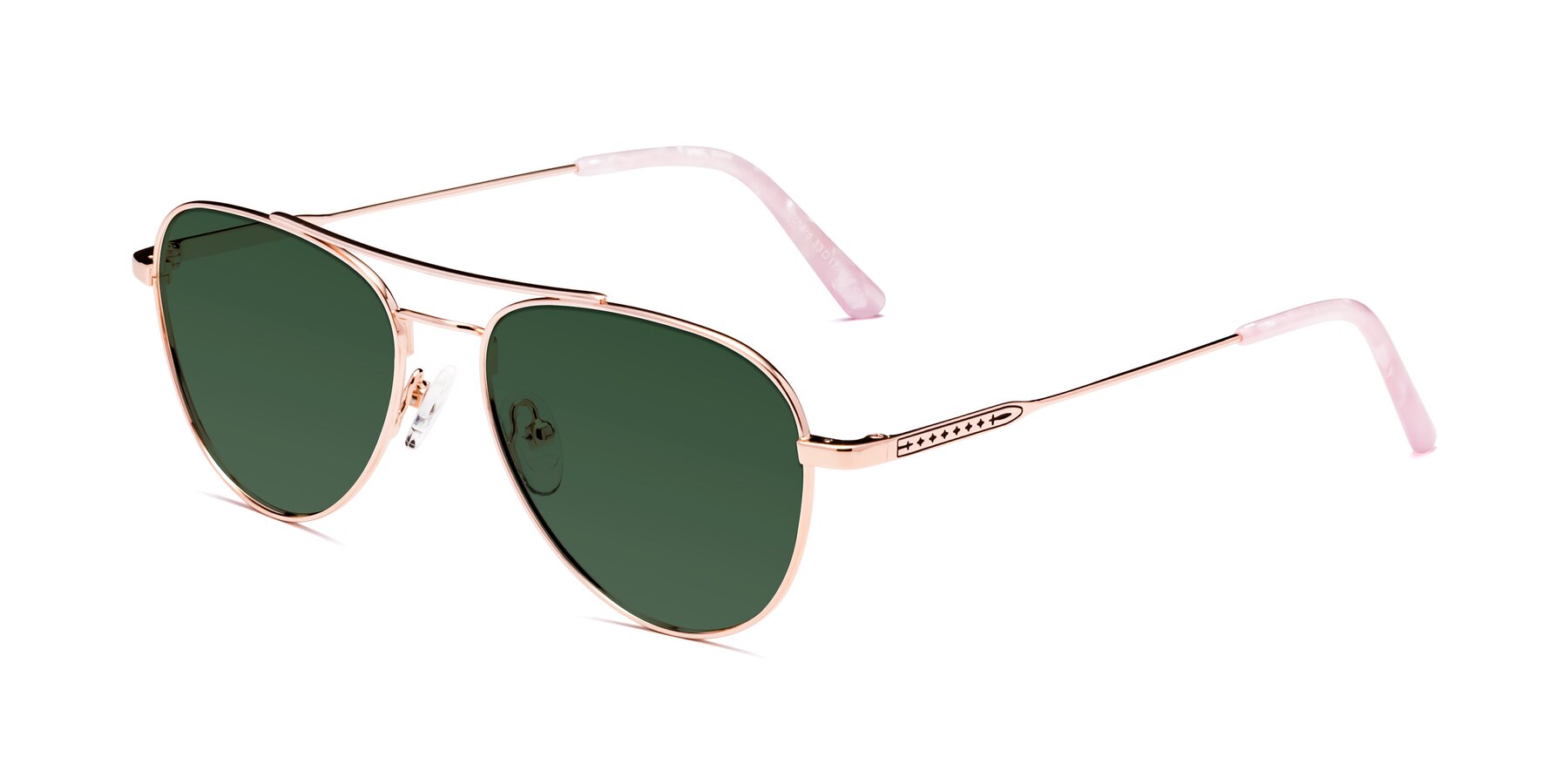 Angle of Richard in Rose Gold with Green Tinted Lenses