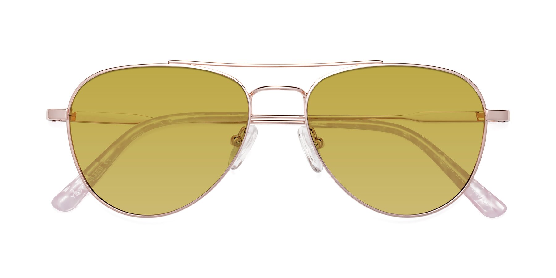 Folded Front of Richard in Rose Gold with Champagne Tinted Lenses