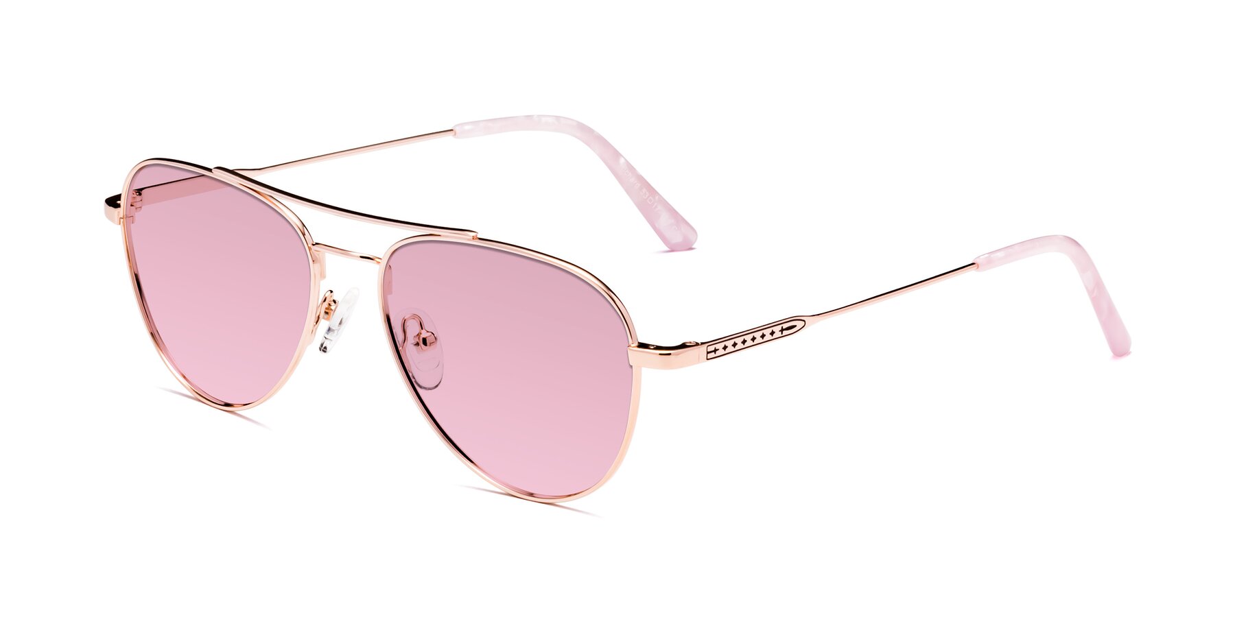 Angle of Richard in Rose Gold with Light Wine Tinted Lenses