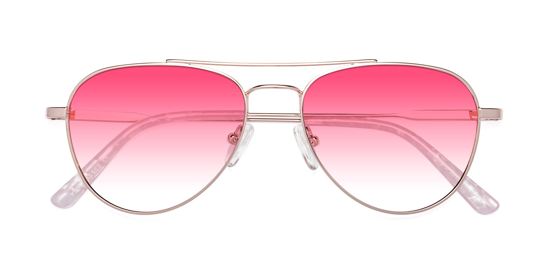 Folded Front of Richard in Rose Gold with Pink Gradient Lenses