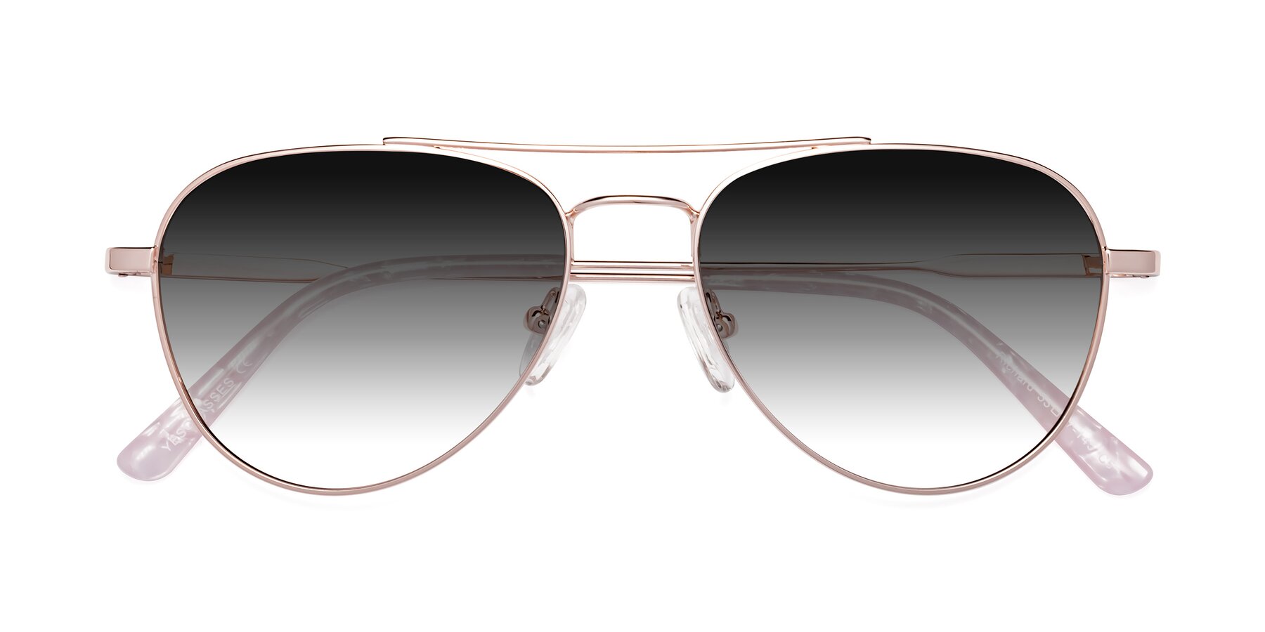 Folded Front of Richard in Rose Gold with Gray Gradient Lenses