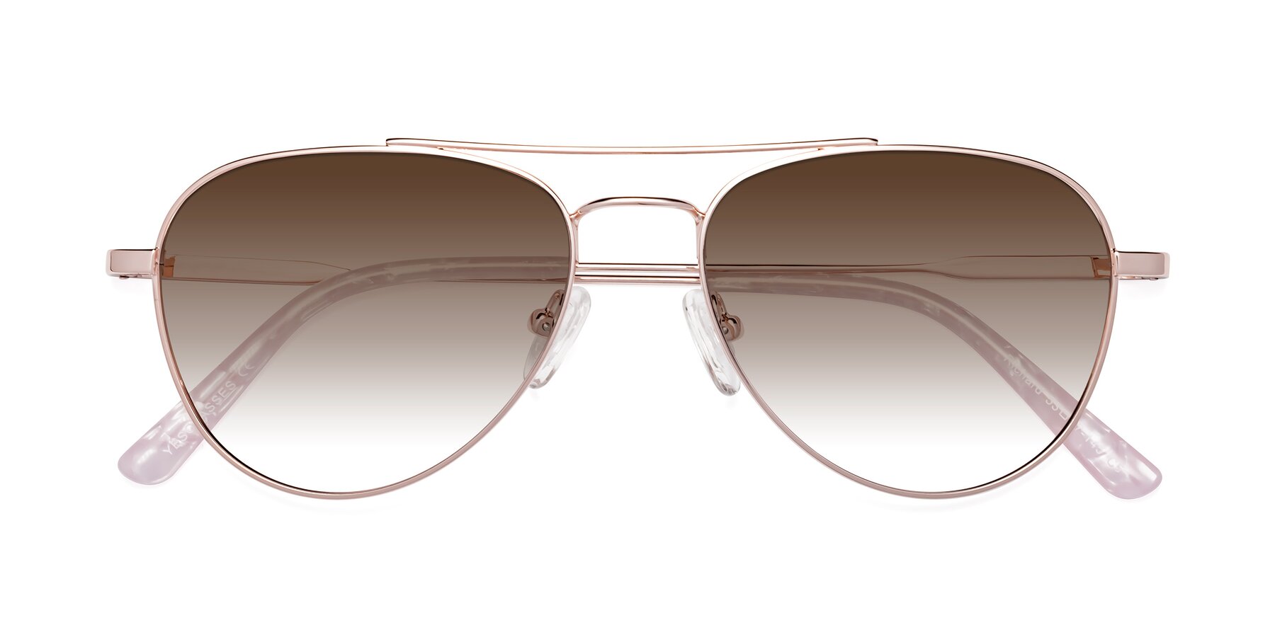Folded Front of Richard in Rose Gold with Brown Gradient Lenses