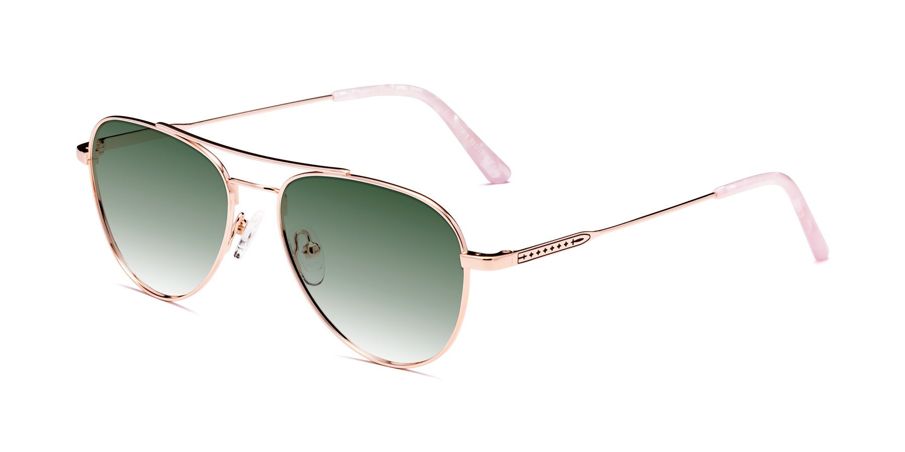Angle of Richard in Rose Gold with Green Gradient Lenses