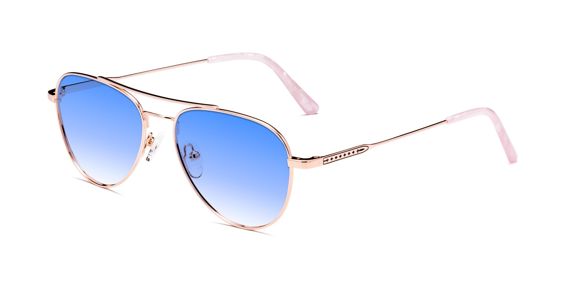 Angle of Richard in Rose Gold with Blue Gradient Lenses