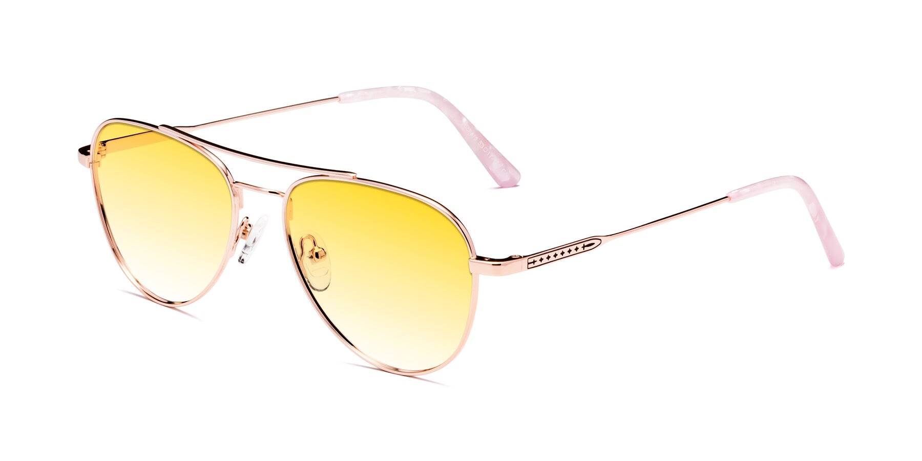 Angle of Richard in Rose Gold with Yellow Gradient Lenses