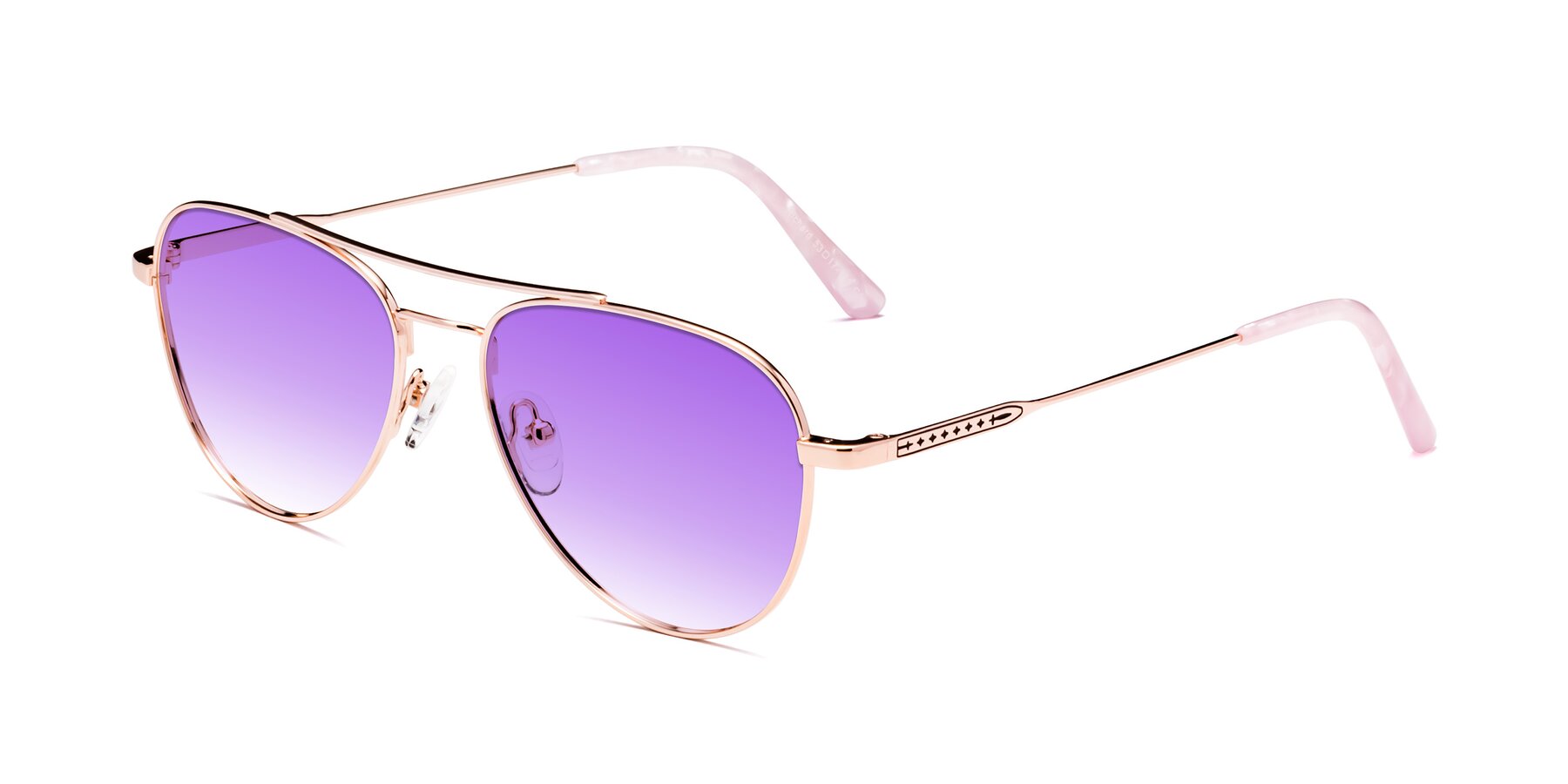 Angle of Richard in Rose Gold with Purple Gradient Lenses