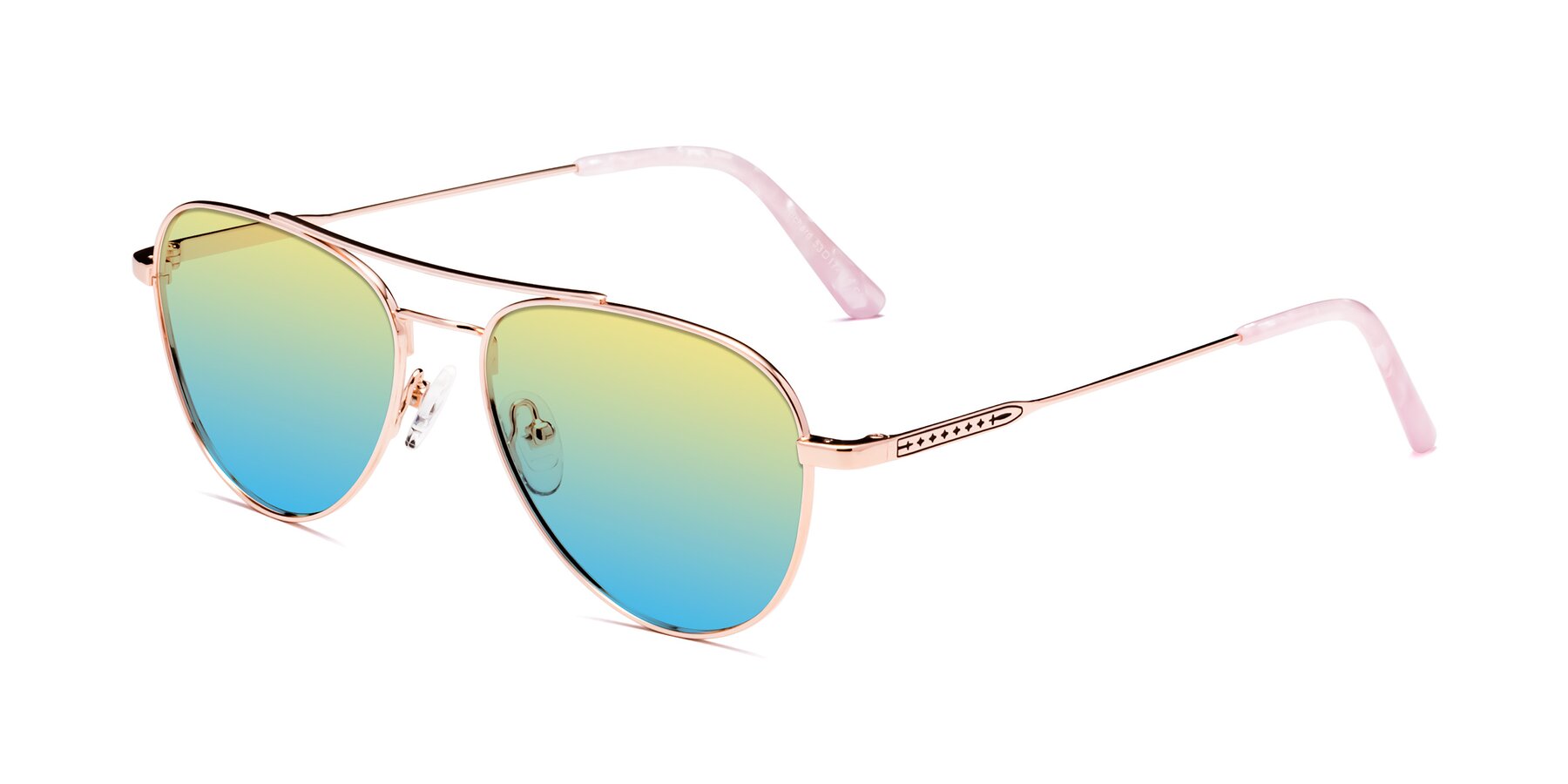 Angle of Richard in Rose Gold with Yellow / Blue Gradient Lenses