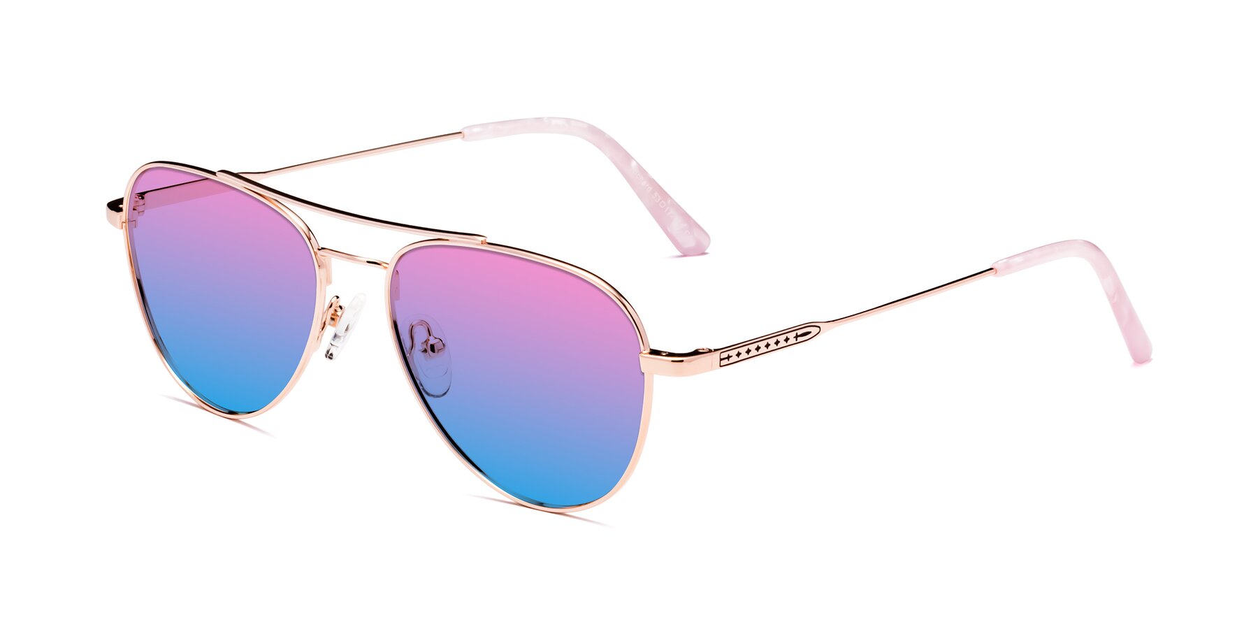 Angle of Richard in Rose Gold with Pink / Blue Gradient Lenses
