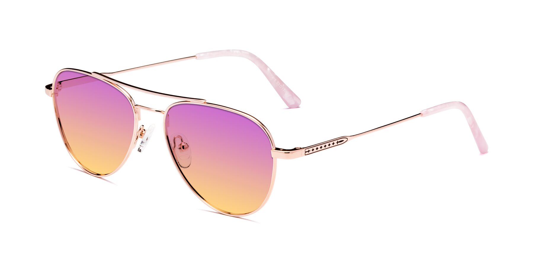 Angle of Richard in Rose Gold with Purple / Yellow Gradient Lenses