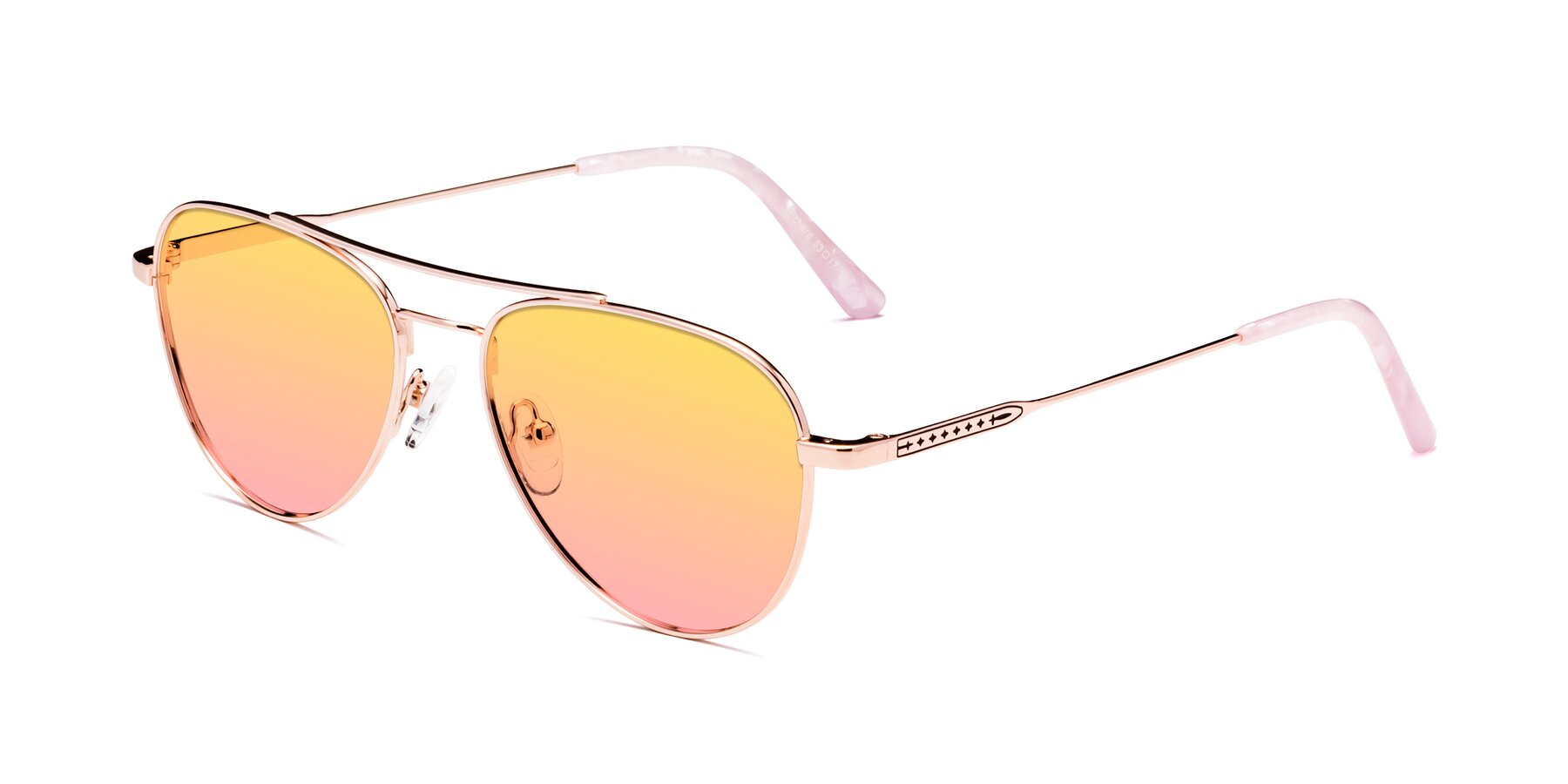 Angle of Richard in Rose Gold with Yellow / Pink Gradient Lenses