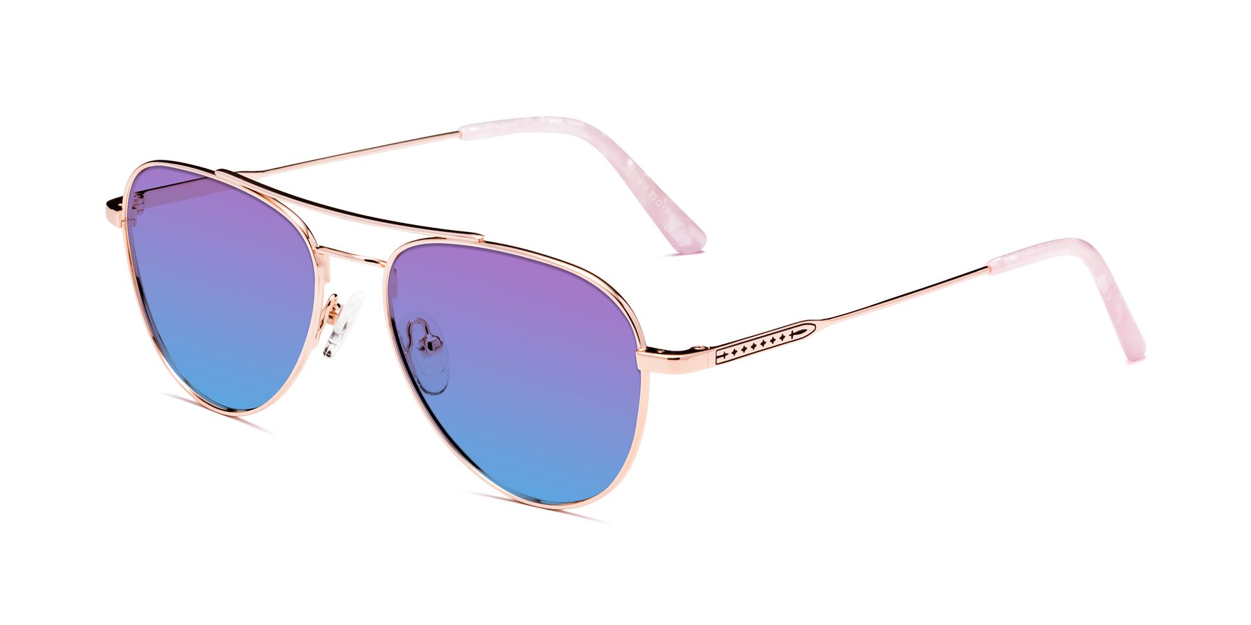 Angle of Richard in Rose Gold with Purple / Blue Gradient Lenses